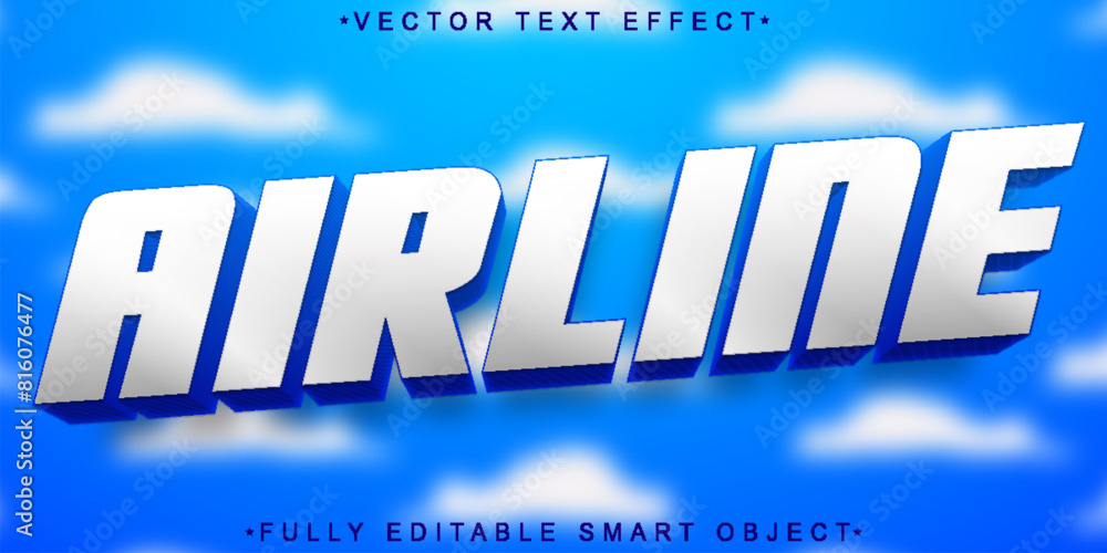 Poster airline pilot plane vector fully editable smart object text effect
