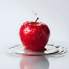 red apple with water drops Generative AI