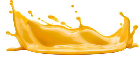 Melted yellow cheese isolated on transparent background. Cheese splash