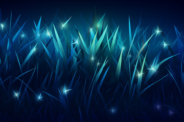 a glowing low polygonal grass on dark blue background