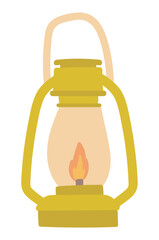 Camping vintage lantern in flat design. Camp gas lamp, tourist illumination. Vector illustration isolated.