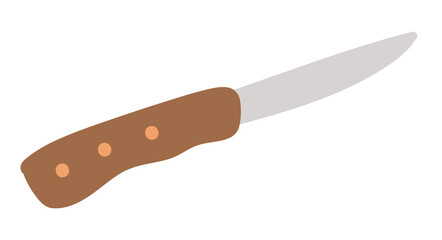Camping knife in flat design. Hiking kitchen accessory for cooking. Vector illustration isolated.
