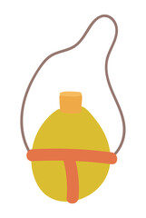 Camping vintage flask in flat design. Trekking metal drink container. Vector illustration isolated.