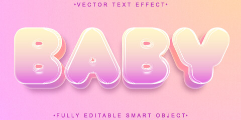 Cute Soft Pastel Baby Vector Fully Editable Smart Object Text Effect