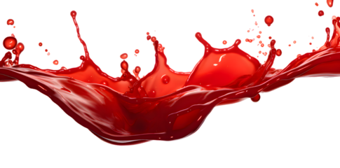 Red drops and splashes of ketchup or sauce isolated on transparent background