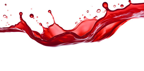 Red drops and splashes of ketchup or sauce isolated on transparent background
