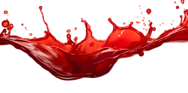 Red drops and splashes of ketchup or sauce isolated on transparent background