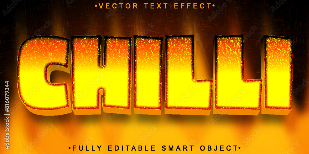 Poster orange fire chilli vector fully editable smart object text effect