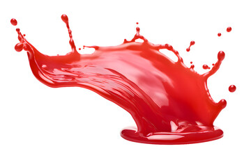 Red drops and splashes of ketchup or sauce isolated on transparent background