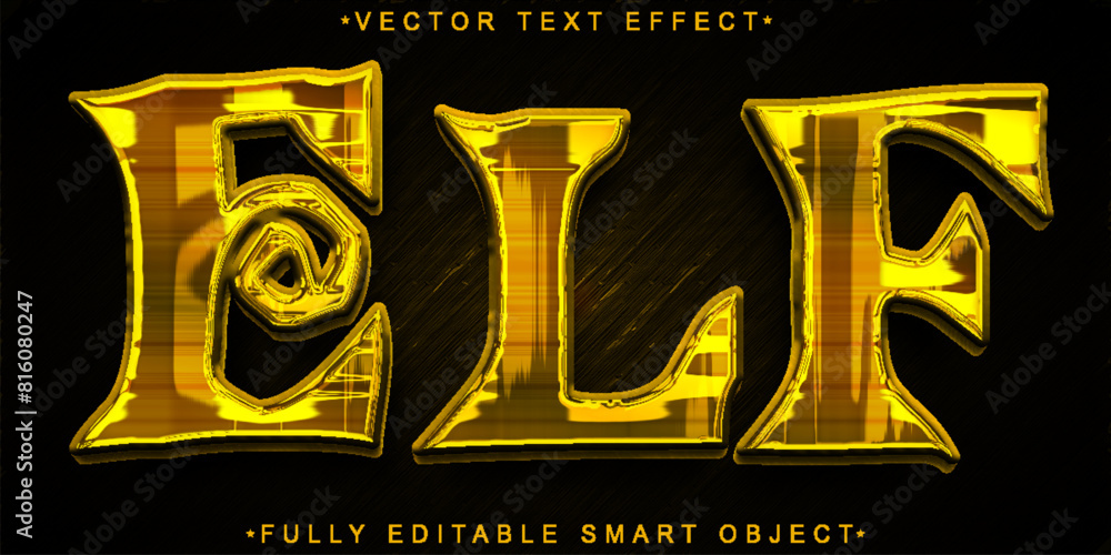 Poster Orange Shiny Elf Vector Fully Editable Smart Object Text Effect