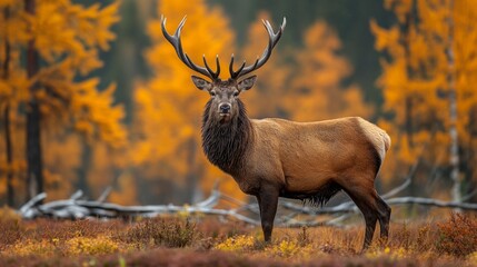 Noble deer male in the fall created by ai