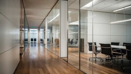 Obraz premium modern minimalistic clean corporate professional business office interior corridor background