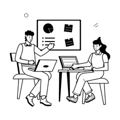 People Working Flat Character Icons