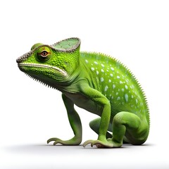 green iguana on white background Generative AI