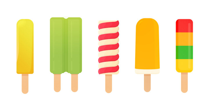 Colorful popsicle set - Assorted summerice lollies vector collection