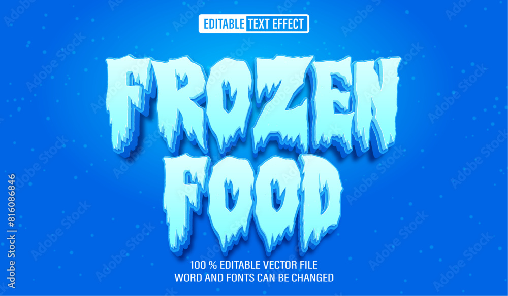 Poster editable 3d text style effect - frozen food text effect template