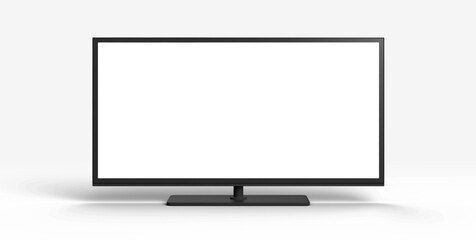 Modern black television screen mockup on white