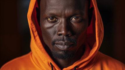 portrait of a south sudanese, orange background
