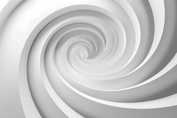 A close up of a white spiral design with a black background