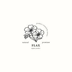 Line art flax flower logo
