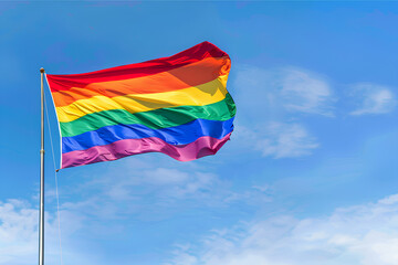 Dancing Rainbow: Vibrant Symbol of Hope Against Azure Skies