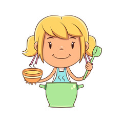 Child serving bowl of soup