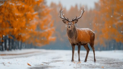 Noble deer male in the fall created by ai