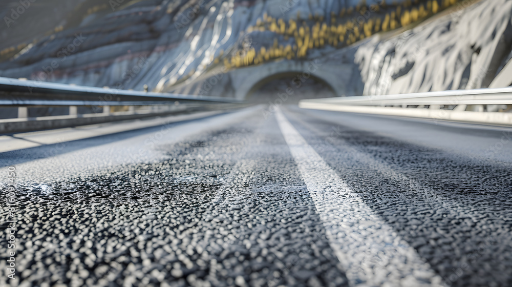 Poster asphalt road and mountain with bridge background : generative ai
