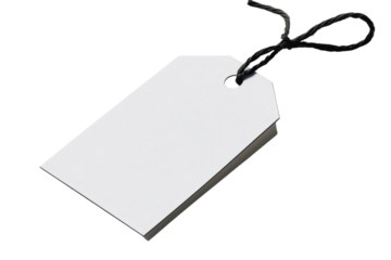 Black string tied to a blank tag.