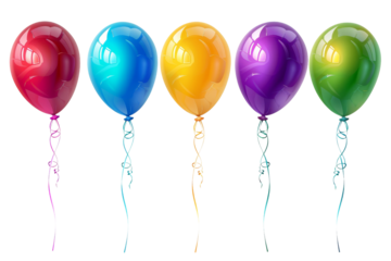 Five colorful balloons.