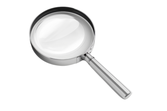 A magnifying glass on a white background.