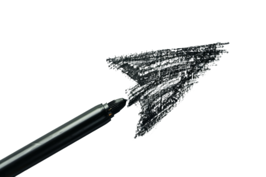 black arrowhead with a metallic sheen