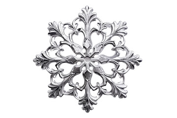 Exquisite snowflake-shaped Christmas ornament, detailed and delicate, perfect for decorating your tree or home this holiday season.