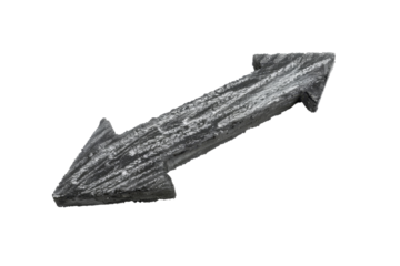 Black metal arrow pointing to the upper right.