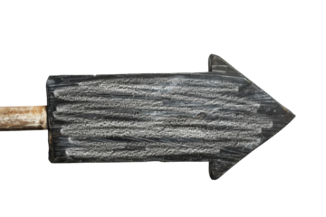 Blackboard arrow sign isolated on transparent background.