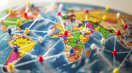Fototapeta premium A map of the world with many pins on it