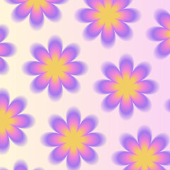 Aura pattern. Y2k groovy abstract backgrounds. Blurry flower element. Blurred gradient. Abstract geometric shapes in trendy retro style. Purple, pink, yellow. Print, wallpaper, card, banner, web