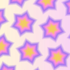 Aura pattern. Y2k groovy abstract backgrounds. Blurry star aesthetic. Blurred gradient. Abstract geometric shapes in trendy retro style. Purple, pink, yellow. Print, wallpaper, card, banner, web