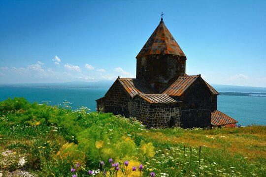 Sevanavank (Sevan Monastery, a monastic complex located on a peninsula at the northwestern shore of Lake Sevan) - the church of Surp Arakelots (Gegharkunik Province, Armenia)