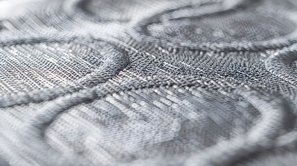Photograph of light Gray woven AcrylicPolyethylene Upholstery fabric with decorative circular pattern detail : Generative AI