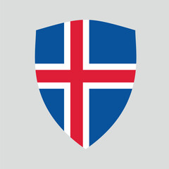 Obraz premium Iceland Flag in Shield Shape Frame