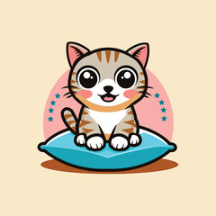 Cat pillow logo design, vector logo design, illustration 