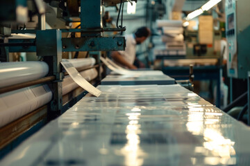 A worker is operating a machine in a metal factory. Generative AI