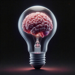Creative Brain Idea Concept Within Lightbulb Isolated background
