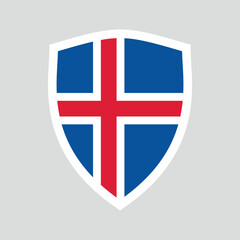 Fototapeta premium Iceland Flag in Shield Shape Frame