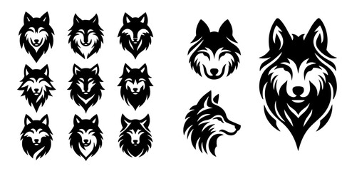 vector set of wolf silhouettes