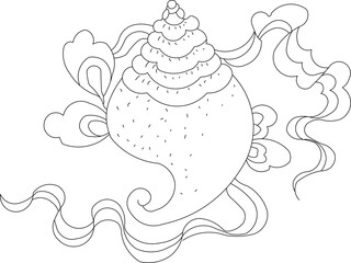 Chinese traditional ethnic seashell logo icon design vector illustration sketch