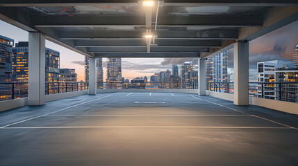 A beautiful rooftop parking with nice cityscape view : Generative AI