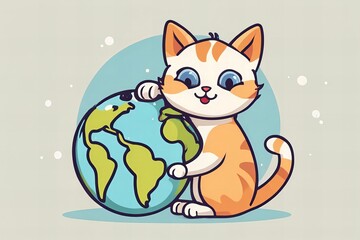 cat is holding a globe in its paws