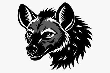 A hyena head silhouette black vector artwork illustration 